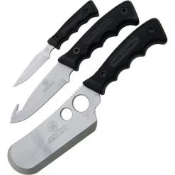 Smith & Wesson CAMP Campfire Fixed Blade Knife With Black Checkered Rubber Handle - Set Of 3