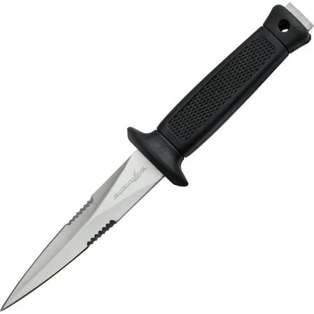 China Made 4235 Mini Dagger Fixed Dagger Satin Finish Blade Knife With Black Textured Rubberized Handle