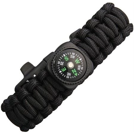 Explorer Compass 61 Paracord Bracelet With Compass Black
