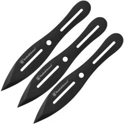 Smith & Wesson TK8BCP Throwing Spear Point Blade Knives With Black Stainless Construction - 3 Piece Set