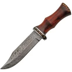 Damascus 1170 Bowie Knife With Rosewood Handle