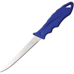 Elk Ridge 20006BL Fixed Blade Knife With Blue Finger Grooved Rubber Handle