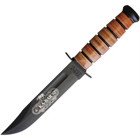 Ka-Bar 9191 Ka-Bar Knives 120th Anniversary USMC Fixed Blade Knife With Stacked Leather Handle
