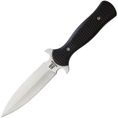 Rough Rider 1810 Small Double Edge Stainless Dagger Blade With Black Checkered Synthetic Handle