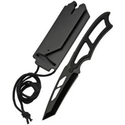 China Made 11430BK 3 Inch Neck Stainless Tanto Blade Knife With Black ABS Handle