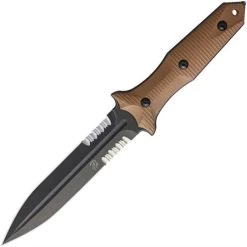 Bastinelli 214CS Grozo Fixed Spear Point Blade Knife With Coyote Brown G10 Handle